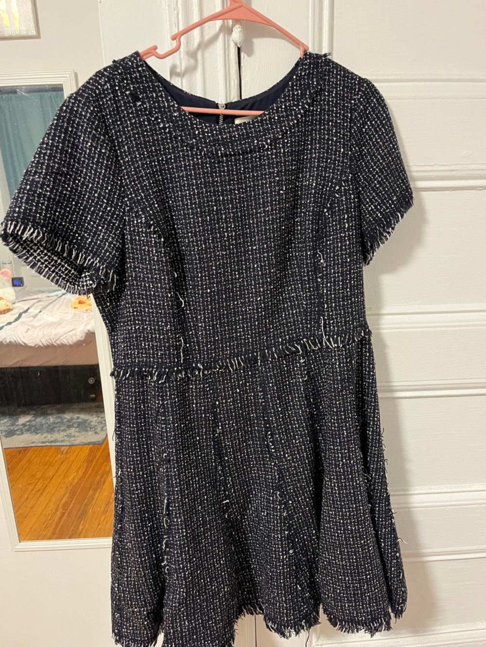 Eliza J Navy Tweed Short-Sleeve Dress